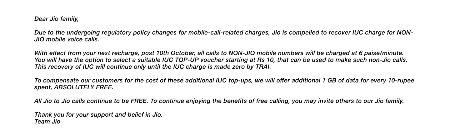 Jio.com, Jio voice call media release